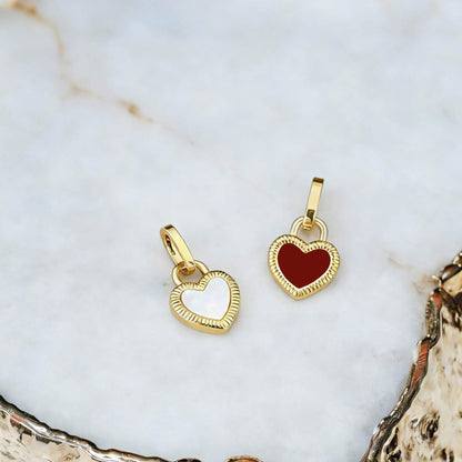 Red Agate & Mother of Pearl Reversible Necklace – Sterling Silver with 18K Gold Plating