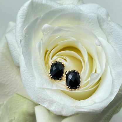 Black Onyx Stud Earrings for Grounding, Protection & Emotional Stability